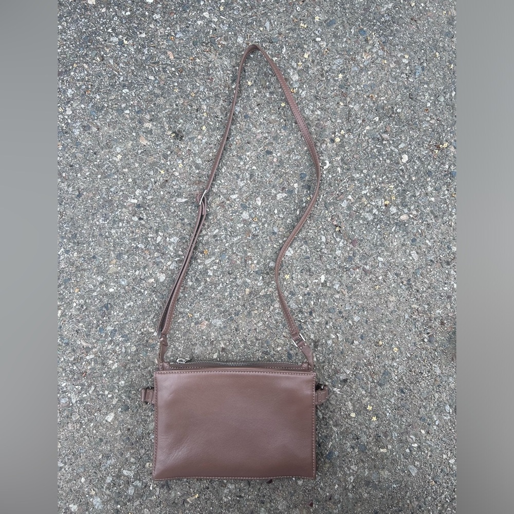 Letizia Taupe Brown Leather Crossbody Bag